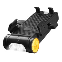 5-i-1 Cykeltelefonfäste med LED-Lampa 2000mAh Powerbank 130dB Horn & USB-Laddare Automatisk Låsning Styre Fäste B