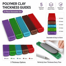 Polymer Clay Dicke Guide, 5 Farbcodierte Dicke Schneidwerkzeuge (2mm, 3mm, 4mm, 5mm, 6mm), 3D-Gedruckt