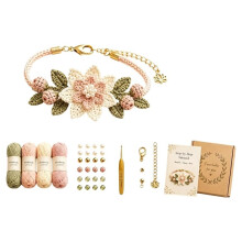 Botanical Bracelet Kit Relaxing Handmade Bracelet Kit Diy Crochet Kit Beginners Crochet Set for Crochet Practice 2