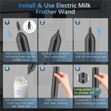 Wiederaufladbarer Milchaufschäumer 3 Geschwindigkeiten Handheld Elektrischer Schneebesen Edelstahl Getränkemischer für Latte Cappuccino Heiße