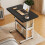 Living And Home 60x37cm Height Adjustable Mobile Side Table Rolling Laptop Desk, 3-Tier, Black 4