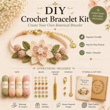 Botanical Bracelet Kit Relaxing Handmade Bracelet Kit Diy Crochet Kit Beginners Crochet Set for Crochet Practice 3