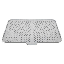 Silicone Dish Drying Mat Non-Slipping Heat-Resistant Kitchen Hygienic Drying Pad Foldable Dish Rack Mat with Drain Lip B