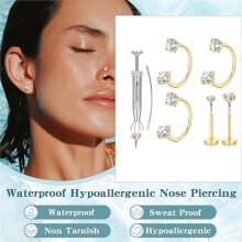 Nasale A Ferro di Cavallo 20g con Retro Piatto Gioielli per Piercing al Corpo Ornamento per Naso Strumento per Prendere Palline da Piercing In