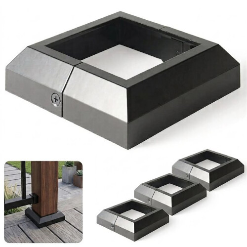 4Pack Black Aluminum Deck Post Cover Split Skirt 3.5"X3.5" Base 5.5x5.5" Railing