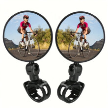 Bike Mirror, Bicycle Cycling Rear View Safe Mirrors, Adjustable Rotatable Handlebars Mounted Plastic Convex Mirror
