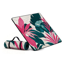 Manta de Picnic Plegable Extragrande de 78x78 Pulgadas, Diseño Acolchado Suave con Estampado Floral y Frutal, Correa de Transporte