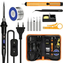 Kit di Saldatura 80W, 13-In-1 con LCD, Filo di Saldatura Incluso, Ideale per Riparazioni Elettriche, DIY, Elettronica, Spina EU