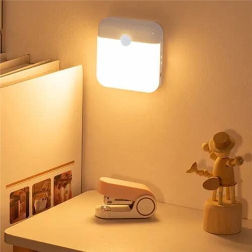 LED Night Light, Human Motion Sensor Lamp USB C Rechargeable Closet Light, Wireless LED Wall Lamp