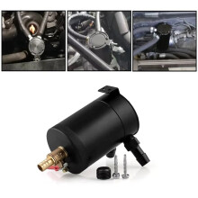 2-Port Baffled Oil Catch Can with Drain Valve Universal Air-Oil Separator Dual-Channel Blow-By Oil Recovery Tank