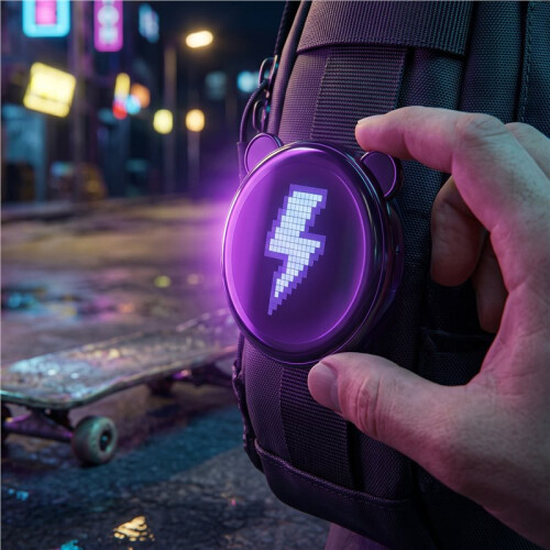 Pingente Eletrônico Magnético de 1,85 Polegadas, Estilo Anime, Tipo C, com Jogos Embutidos, Display Digital Preto