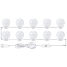 Luci LED per Specchio da Trucco, 10 Lampadine Dimmerabili, Colore Regolabile, Cavo USB, per Specchio da Toeletta, 1 Pezzo