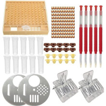 Queen Rearing Kit,Raise 100 Queens Without Grafting,Includes 110 Cell Cups,10 Queen Cages,Grafting Tools Clips,120PCS