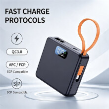 22.5W DIY Power Bank Case 2x21700 Solderless PD22.5W QC3.0 Fast Charging USB C Portable Battery Box with Charging Cable