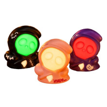 Conjunto de 3 Luminárias Noturnas da Morte, Brinquedo de Puxar para Trás com Brilho Ajustável, 3 Modos de Cor, Decoração de Halloween