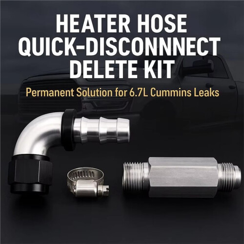 Heater Hose Fitting Upgrade Kit for  Ram 6.7L  2007.5+ Quick-Disconnect Delete with -10AN Conversion Adapter