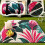 Manta de Piquenique Dobrável Extra  de 78x78 Polegadas com Design Acolchoado Macio, Estampa Floral e de Frutas, e Alça para Transporte. 2