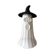 Halloween  Table Decor with Witch Hat, Vintage Woven Night Light Shade for Haunted House Cafe Bedroom Library