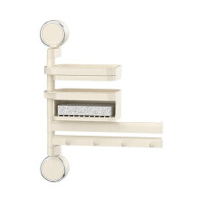 Draaibaar Handdoekenrek voor Badkamer, 180 Graden Draaibare Handdoekstang met Zeepbakje, Zuignap, Wandmontage, Multifunctionele Opbergruimte