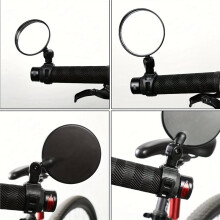 Bike Mirror, Bicycle Cycling Rear View Safe Mirrors, Adjustable Rotatable Handlebars Mounted Plastic Convex Mirror
