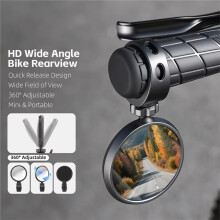 HD-Weitwinkel-Fahrradrückspiegel, 360 Verstellbar, Schnellmontage, Konvexer Fahrradspiegel, Passend für Lenker mit 20-38 mm Durchmesser