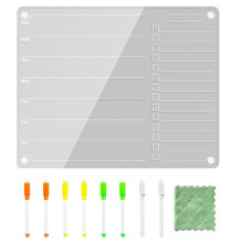 Acrylic Magnetic to-Do List/Weekly Refrigerator Whiteboard, Transparent Dry-Wipe Board, Meal Planner, Daily Chores B