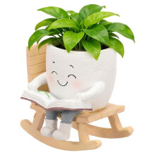 Cute Smile Face Hanging Planter, Resin Swing Flower Pot with Drainage Hole, Indoor Outdoor Home Garden Decor B