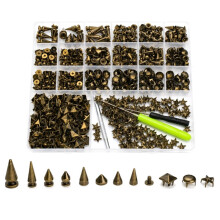 700Pcs Metal Punk Spikes and Studs Pyramid Round Kit Suitable for Clothes DIY Leather Crafts Bags Shoes Belts B