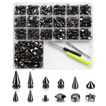 Kit de 700 Piezas de Tachuelas y Remaches Metálicos Estilo Punk en Forma de Pirámide, Adecuados para Ropa, Manualidades de Cuero, Bolsos, Zapatos y
