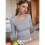 Damen Scoop Neck Slim Fit Langarm Basic Thermounterhemd Tiefes Blumen-Grau M 3