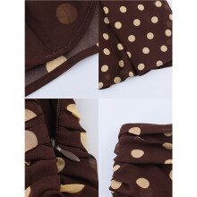Women French Style Polka Dot Mesh Skirt Summer Asymmetrical Hem Chiffon Short Half Skirt Brown L