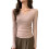 Womens V Neck Wrap Ruched Side Button Long Sleeve Top Khaki M 1