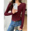 Womens V Neck Wrap Ruched Side Button Long Sleeve Top Red L 4