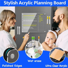 Akryl Magnetisk Att-Göra-Lista/Whiteboard för Veckovis Kylskåp, Transparent Torrtavla, Måltidsplanerare, Dagliga Sysslor B