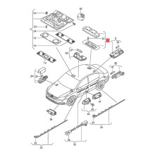 Car Rear Roof Light Reading Light Interior Lamp 1KD947291A for CC 2006-2011 Rear Reading Light