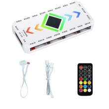 9 PWM & 9 ARGB 5V 3Pin ARGB Controller 4Pin PWM Wireless Remote Synchronized Lighting Fan Hub Magnetic Base W