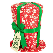Snow Top Hat Christmas Tree Decorations Costume Dress with Plaid Ribbon Xmas Holiday Decor