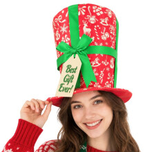 Snow Top Hat Christmas Tree Decorations Costume Dress with Plaid Ribbon Xmas Holiday Decor