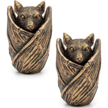 2PcsBat Trinket Box - AntiqueBronze Gothic Decor Jewelry Holder Whimsigoth Spooky Winged Figurine for Rings & Crystals