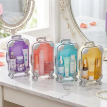 4er-Pack -Koffer-Partygeschenkboxen, Kunststoff-Aufbewahrungsbox mit Rädern und Griff, Transparenter Deckel für Schmuck, Kosmetik