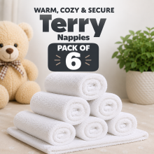 6 x White Soft Baby Terry Towelling Pure Cotton Nappies