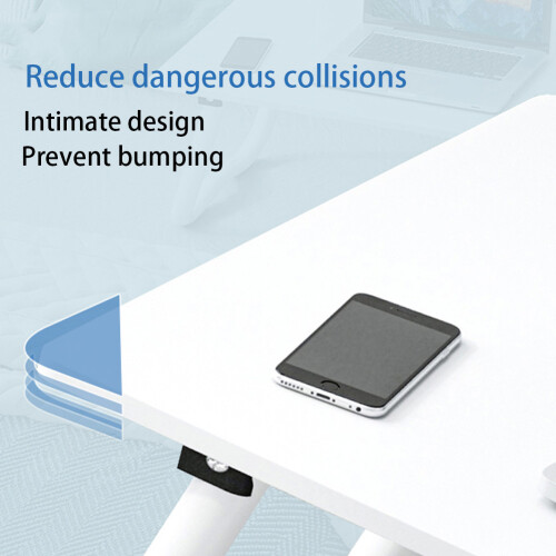 Living And Home Height Adjustable Mobile Overbed Table Foldable Side Desk w/ Wheels & Shelves, White, 95 x 40cm 2