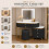 MN Furniture LED Dressing Table 5 Drawers Touch Mirror Stool Black 3