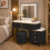 MN Furniture LED Dressing Table 5 Drawers Touch Mirror Stool Black 2