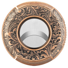 Cigar Cutter - Bronze Engraved Guillotine Style Double Stainless Steel Blade Cigar Clipper C