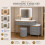 MN Furniture LED Dressing Table 5 Drawers Touch Mirror Stool Grey 3