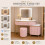 MN Furniture LED Dressing Table 5 Drawers Touch Mirror Stool Pink 3