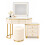 MN Furniture LED Dressing Table 5 Drawers Touch Mirror Stool Beige 5