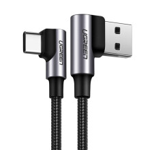 Ugreen Haakse USB-A naar USB-C Kabel 3A, 2m - Grijs