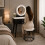 MN Furniture LED Touch Mirror Dressing Table Marble Stool Black 2